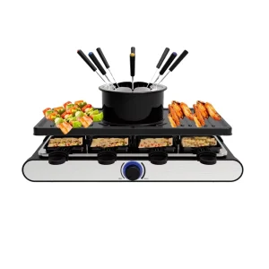 CE CB GS Korean BBQ Griddle Household Non-Strick Smokeless Indoor Electric Barbecue Grill with Raclette Fondue Pot
