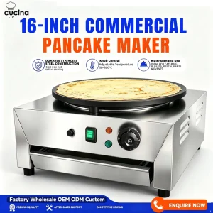 CE Certified Non Stick Stainless Steel Crepe Maker Pancake Machine for Restaurant Hotel Food Court Catering