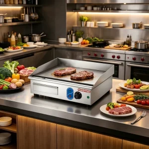 CE Stainless Steel Electric Grill Griddle Pan Countertop Burger BBQ Grills Griddle With 3KW Hot Plate