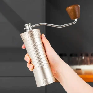 CNC 420 Steel Titanium Plated 7 Star Ghost Burr Aluminum Alloy Slim Waisted Exterior Adjustment Manual Coffee Grinder