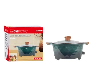 CNTRONIC 10L Die Cast Pan Tempered Glass Cover with Two Ear Handles Kitchen Pot