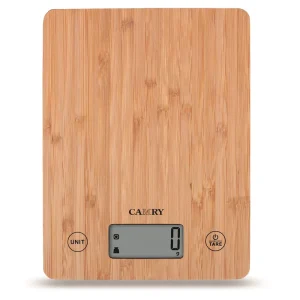 Camry Bamboo Digital Kitchen Scale Rectangle High Precision Food Weighing Tool Touch Button Eco Friendly for Baking Cooking