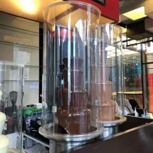 Cast Plastic Tube 4/5/6/7 Layers Fabrication Wind Guard Cover for Liquid Chocolate Fountain Machine with Hinge and Door