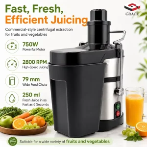 Centrifugal Juicer Commercial Juice Extractor Machine Stainless Steel Fruit Vegetable Wide Mouth Electric
