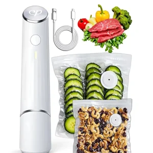 Chef Preserve Compact ABS Vacuum Sealer Machine 30 Reusable Bagasse Bags Powerful Handheld Portable Food Preservation Meal Saver