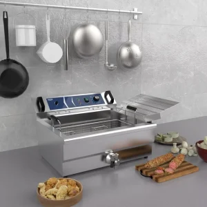 China Factory Direct Supply 32L Commercial Kitchen Use Customizable Counter Top Large Deep Fryer with Hood