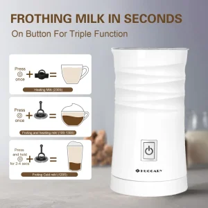 China Factory Electric Milk Frother with Push Button Controls Multifunctional Household and Hotel Use