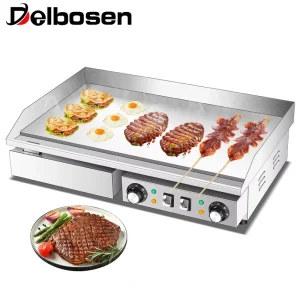 Chrome plated Commercial Electric Frying Pan Single control Flat top Oven Stainless Steel Plate Barbecue Grill Hotel Household
