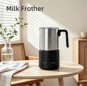 Cino 4 in 1 Food Grade Stainless Steel White Portable Automatic Milk Frother with Hot and Cold Froth Settings for Household Use