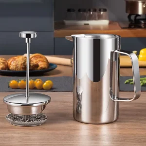 Classic 304 Stainless Steel French Press Large Capacity Coffee Maker for Frothing and Filtering