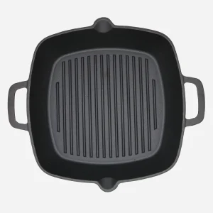 Classic Cast Iron Grill Pan Durable Heat Resistant Food Safe for Electric Gas Induction Cookers