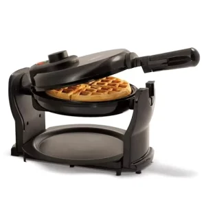 Classic Electric Rotating Belgian Waffle Maker 1000W Nonstick Plates Removable Drip Tray Adjustable Browning Control Cool Home