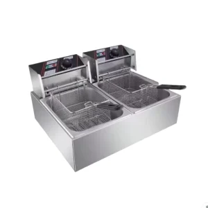 Classic Electric Stainless Steel Double 6L*2 Tank Mesh Filter Commercial Grade Deep Fryer Catering Equipment for Restaurant
