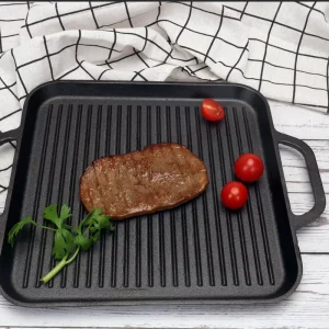 Classic Meat Roasting Cast Iron Grill Pan Durable Heat Resistant Food Safe for All Dishes Easy Use