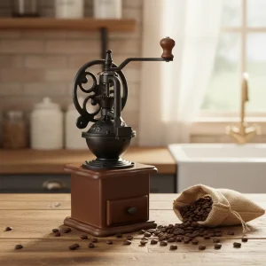 Classical Big Size Wooden Coffee Bean Grinder Manual Hand Bean Cast Iron Coffee Grinder for Coffee Maker