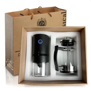 Coffee Accessories Gift Box Manual Electric Coffee Grinder with 350 ml Glass French Press Coffee Gift Set