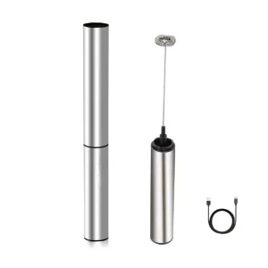 Coffee Frother Milk Whisk Custom LOGO Stainless Steel Electric Milk Frother Handheld USB Rechargeable Milk Frother