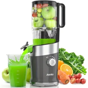 Cold Press Juicer 4.9″ Wide Chute Whole Fruit & Vegetable Slow Masticating High Yield Easy Clean Black