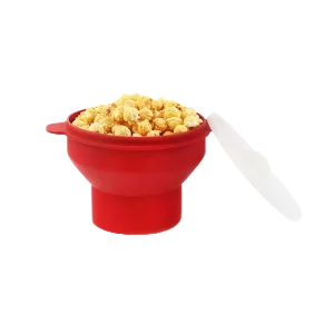 Collapsible Microwave Silicone Popcorn Maker Bowl with Lid Reusable Silicone Container