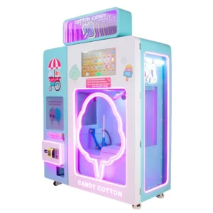 Colorful Flower Commercial Automated Stick Full Automatic Cotton Candy Vending Machine for Small Business