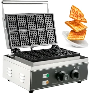 Commercial 10 Grid Electric Waffle Maker Nonstick Stainless Steel Belgian Waffle Iron for Restaurant Bakery