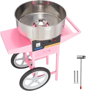 Commercial 1000W Electric Motor Cotton Candy Machine Cart Steel Bowl Sugar Scoop Drawer 220V Home Carnival Kids Birthday Family