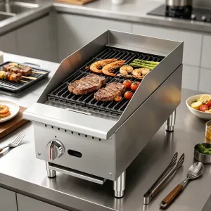 Commercial 12″ Rotisserie Gas Grill 35,000 BTU Stainless Steel Heavy Duty Radiant Grill Noise Reduction for Steakhouses