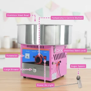 Commercial 12V Automatic Cotton Candy Machine Gas and Battery Operated for Home Kids Birthday Party Family Retail Industries