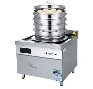 Commercial 15KW Electric Induction Food Steamer for Bun Dumpling Dimsum Single Burner for Restaurant Breakfast Shop