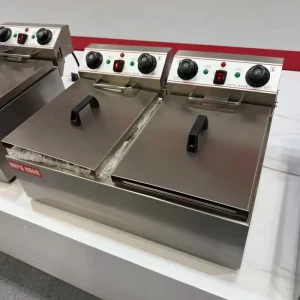 Commercial 2 Tank Electric Deep Fryer 8L+8L Stainless Steel Double Basket Fryer for Fried Chicken & French Fries