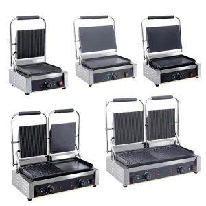 Commercial 220V Single Double Plate Electric Sandwich Contact Panini Press Grill Toaster Maker for Home Hotel Kitchen Baking