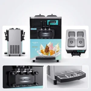 Commercial 3 Flavor Soft Ice Cream Maker Stainless Steel Fully Automatic Frozen Yogurt Milk Machine Energy Efficient