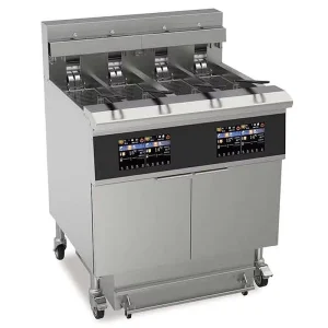 Commercial 4 Pots 4 Baskets Industrial Touchscreen Electric Open Deep Fryers with Automatic Oil Filter Device for Fried Chicken