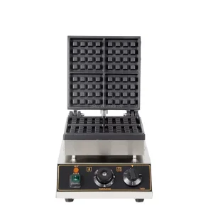 Commercial 4-Slice Nonstick Stainless Steel Square Waffle Maker Touch Control Timer 10-11 1 Year Warranty 110V/220V 1 New