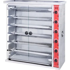 Commercial 5 Rods Electric Rotisserie Chicken Oven Stainless Steel Countertop Vertical BBQ Grill Independent Temperature Control