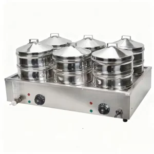 Commercial 6 Hole Stainless Steel Electric Food Bun Dim Sum Electric Steamer Multifunctional Automatic Steamer Warming