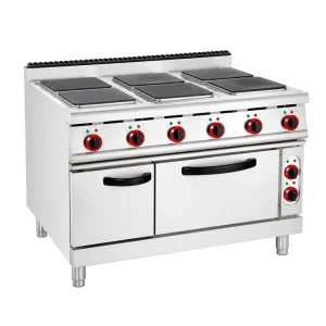 Commercial 6 Hot Plate Electric Range with Oven Stainless Steel Heavy Duty Cooking Stove for Restaurant Kitchen Use