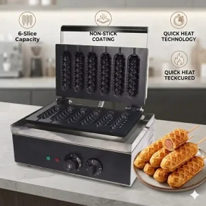 Commercial 6 Stick Lolly Waffle Maker Non stick Corn Dog Machine Stainless Steel Electric Hot Dog Waffle Baker Machine