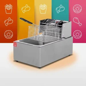 Commercial 6L Tank Stainless Steel Electric Deep Fryer Chicken Frying Machine Portable 2.5kw Fryer for Fast Food Shop