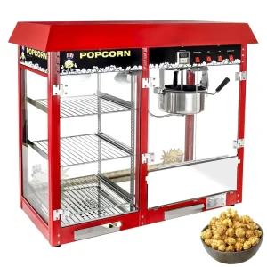 Commercial Automatic Caramel Flavored 8OZ Popcorn Makers Cinema Popcorn Machine With Warming Showcase