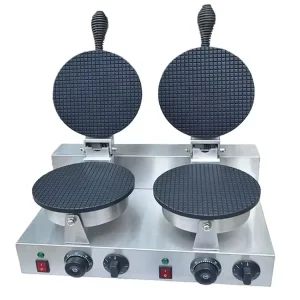 Commercial Automatic Double Mini Ice Cream Waffle Cone Maker Rolling Machine