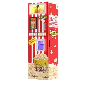 Commercial Automatic Popcorn Vending Machine 220V Coin Operated Flavored Popcorn Maker with Coin and Bill Acceptor