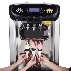 Commercial Automatic Table Top Three Flavor Soft Serve Ice Cream Making Machine Maker Soft Ice Cream Machine