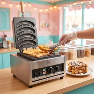 Commercial Banana Waffle Maker 2000W Electric 5 Banana Shape Waffle Machine Non-Stick