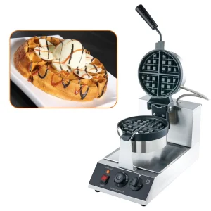 Commercial Belgium Waffle Making Machine CE Stainless Steel Waffle Iron Rotating Non stick Waffle Maker