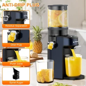 Commercial Big Mouth Masticating Slow Juicer Machine Stainless Steel DC Motor Spanish Reverse Cold Press Extractor