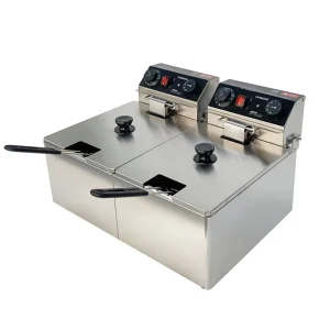 Commercial Catering Equipment Double Basket Electric Square Potato Deep Fryer