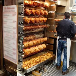Commercial Chicken Rotisserie Gas Oven with Vertical Double Door 2 to 8 Rods