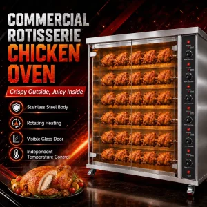 Commercial Chicken Spit Roaster Machine Electric Rotisserie Oven Stainless Steel Automatic Rotating Poultry Grill