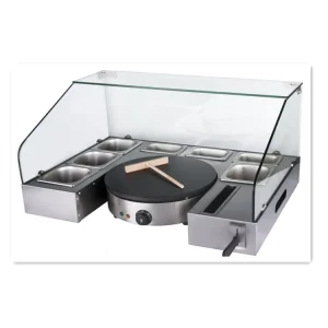 Commercial Chinese Pancake Cake Making Machine One Head Non stick Stainless Steel Electric Crepe Maker With Serving Station